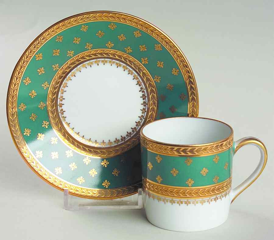 Fountainbleau Green Flat Demitasse Cup & Saucer Set by Royale (France)-1