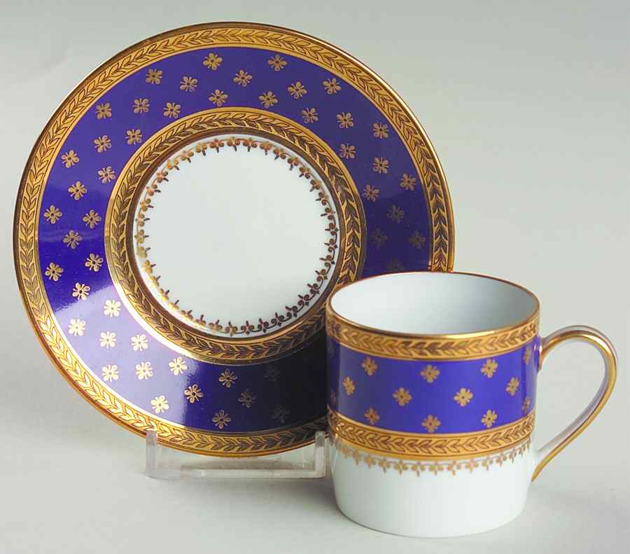 Fountainbleau Cobalt Flat Demitasse Cup & Saucer Set by Royale (France)-1