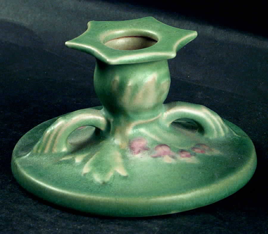 Bleeding Heart Green Single Light Candlestick by Roseville-1