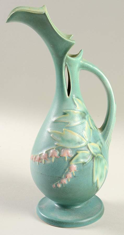 Bleeding Heart Green 10" Ewer by Roseville-1