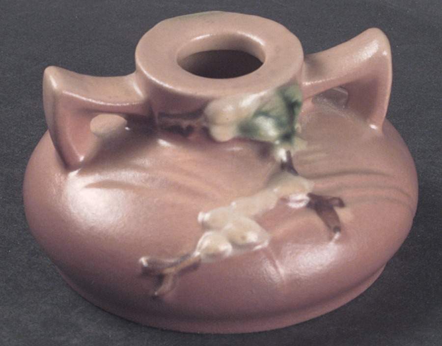 Snowberry Dusty Rose (Pink) Double Light Candlestick by Roseville-1