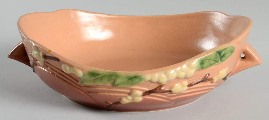 Snowberry Dusty Rose (Pink) Round Handled Bowl by Roseville-1