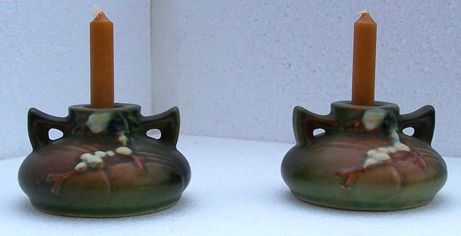 Snowberry Fern Green Small Candlestick by Roseville-1