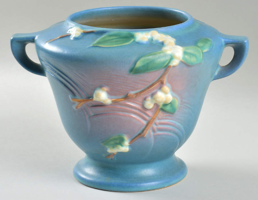 Snowberry Persian Blue 6" Rose Bowl by Roseville-1