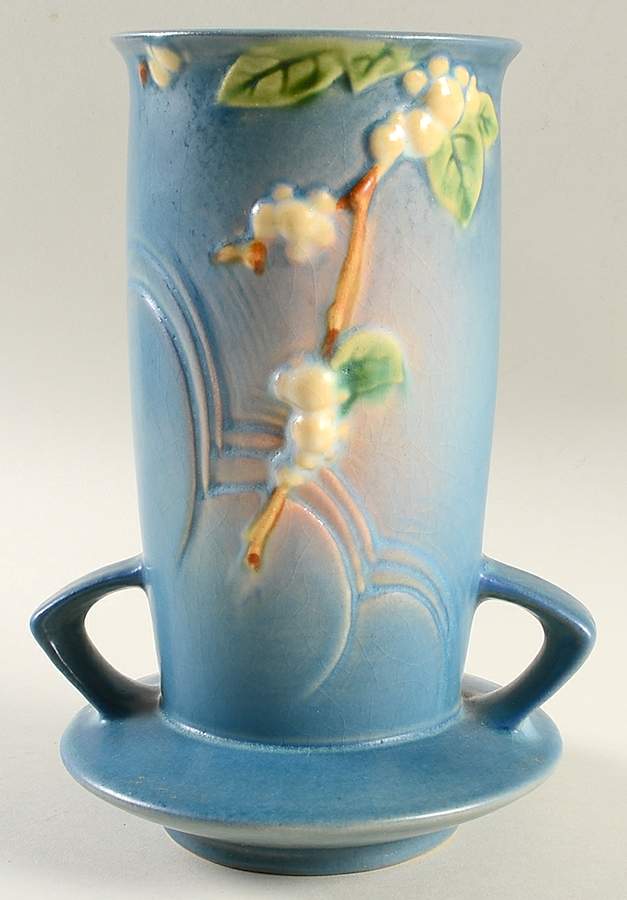 Snowberry Persian Blue 8" Handled Vase by Roseville-1