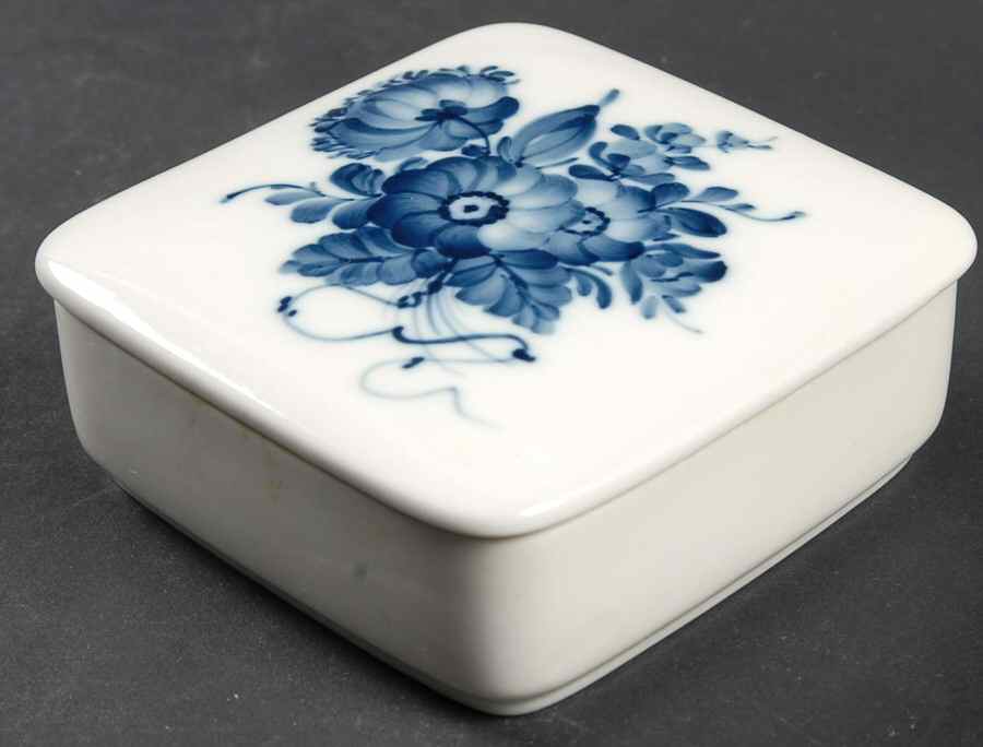 Blue Bouquet Square Box with Lid by Royal Copenhagen-1