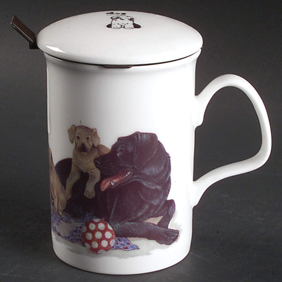 Dog Lovers Mug with Lid & Infuser by Roy Kirkham-1