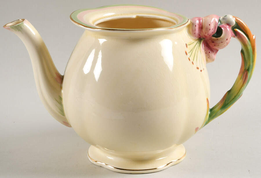 Tiger Lily Cream Teapot No Lid by Royal Winton-1