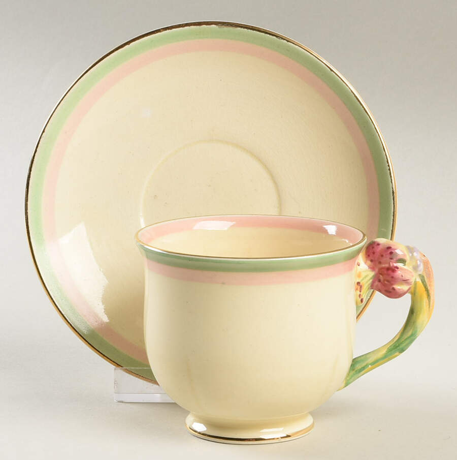 Tiger Lily Cream Footed Cup & Saucer Set by Royal Winton-1