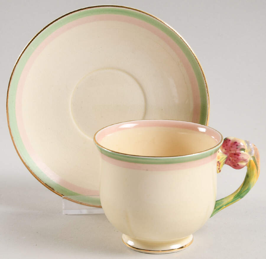 Tiger Lily Cream Footed Demitasse Cup & Saucer Set by Royal Winton-1