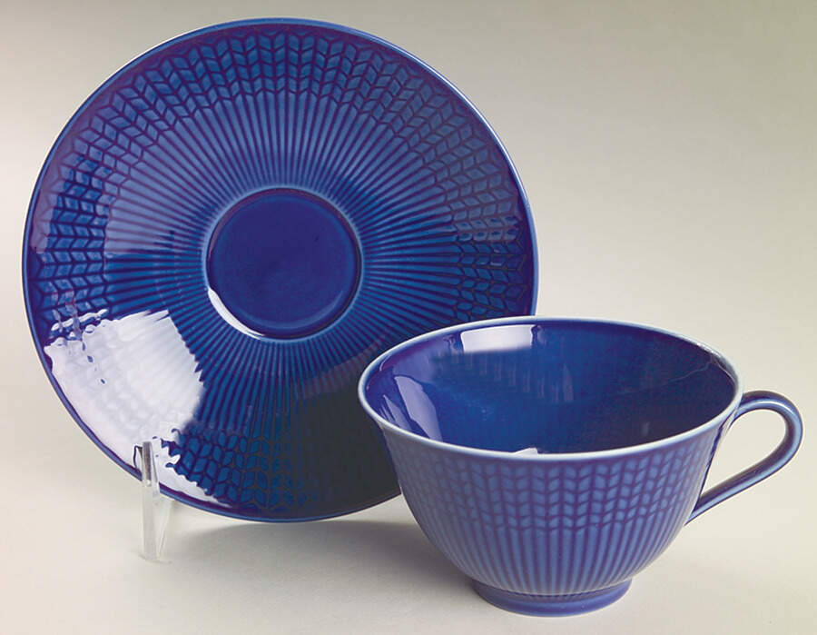 Swedish Grace Ocean Sea (Blue) Footed Cup & Saucer Set by Rorstrand-1