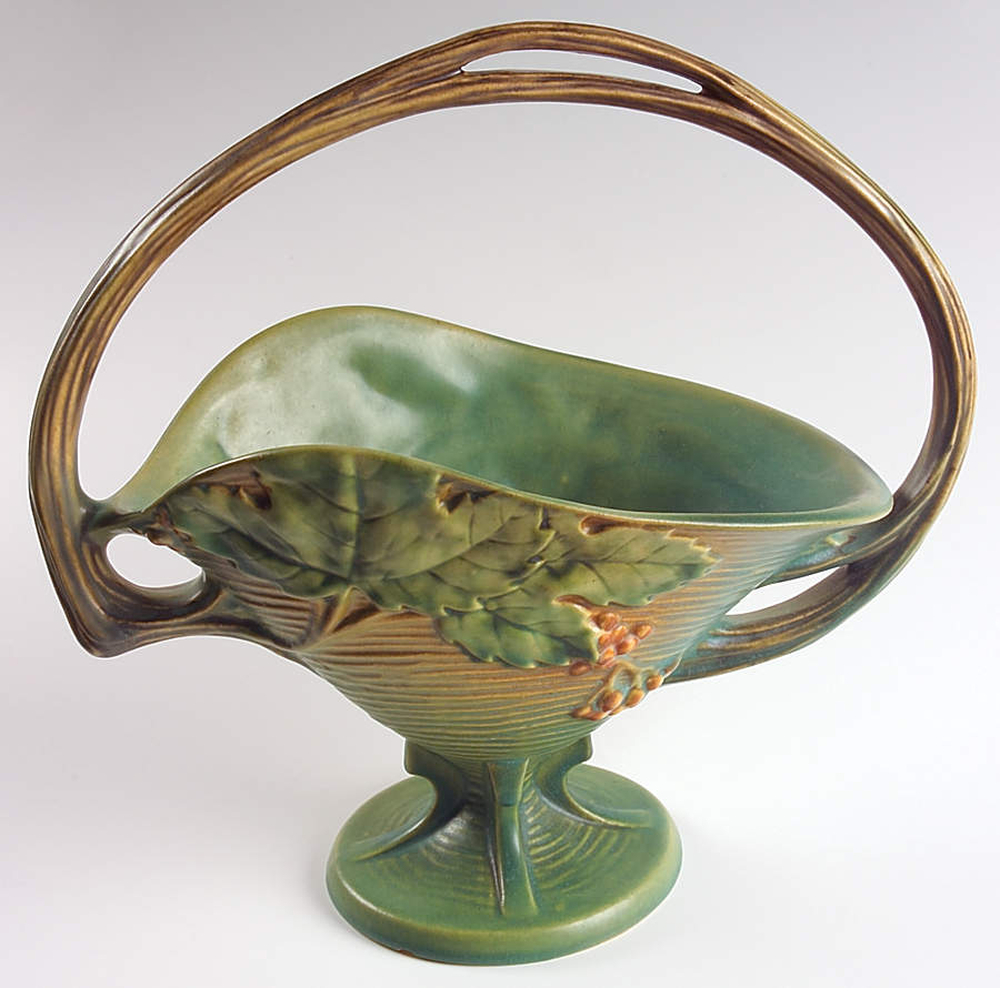 Bushberry (Green Background) 12" Handled Basket by Roseville-1
