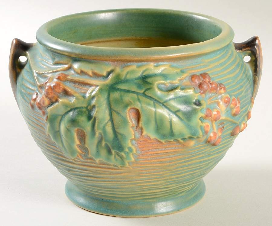 Bushberry (Green Background) 4" Jardiniere by Roseville-1
