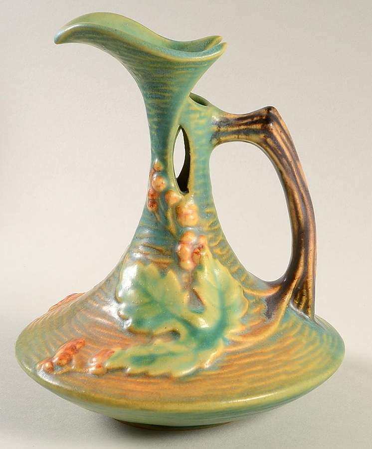 Bushberry (Green Background) 6" Ewer by Roseville-1