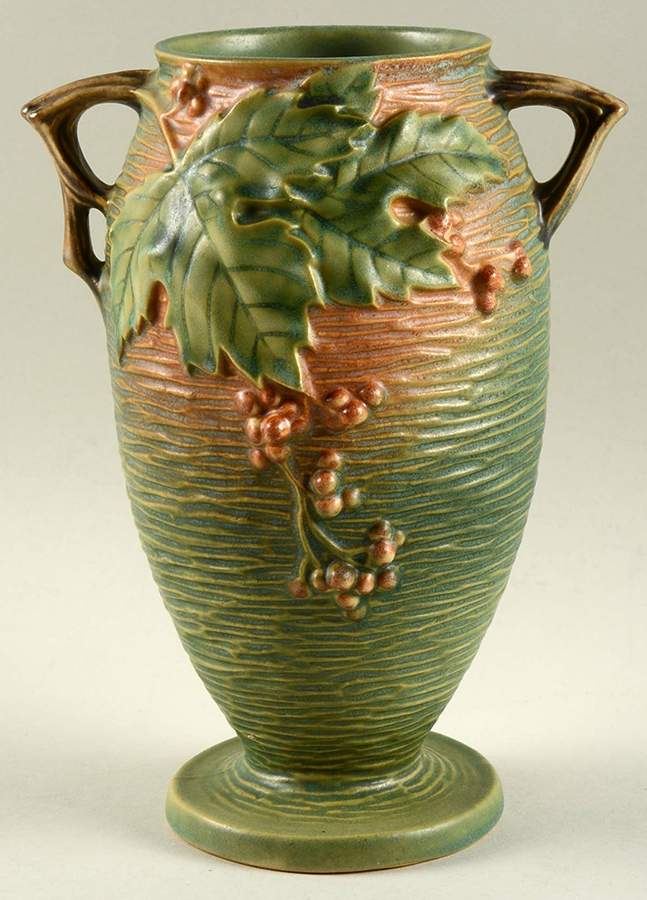 Bushberry (Green Background) 9" Handled Vase by Roseville-1