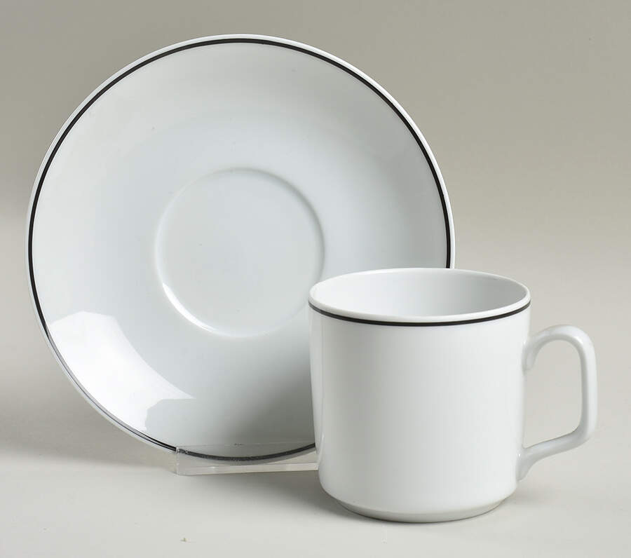 R6L1 Black Flat Cup & Saucer Set by Royal Limoges-1