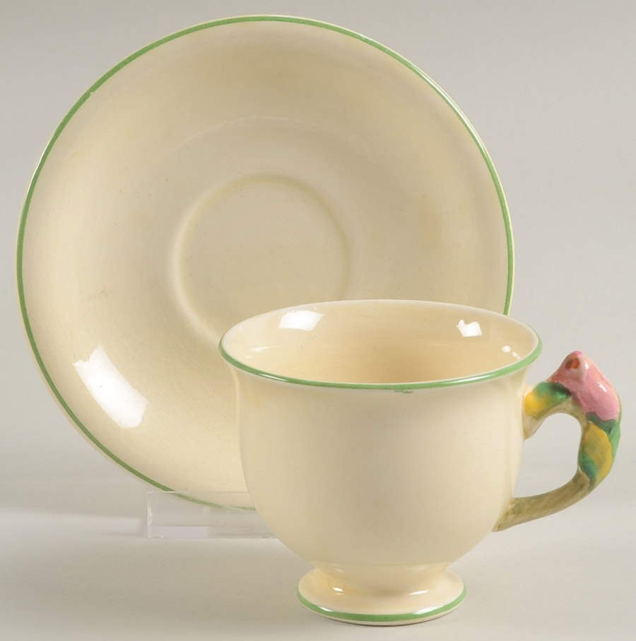 Rosebud Cream (Cream Background) Footed Demitasse Cup & Saucer Set by Royal Winton-1