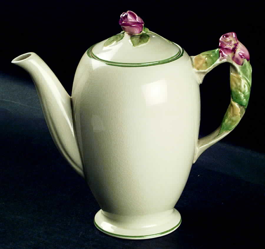 Rosebud Cream (Cream Background) Coffee Pot & Lid by Royal Winton-1
