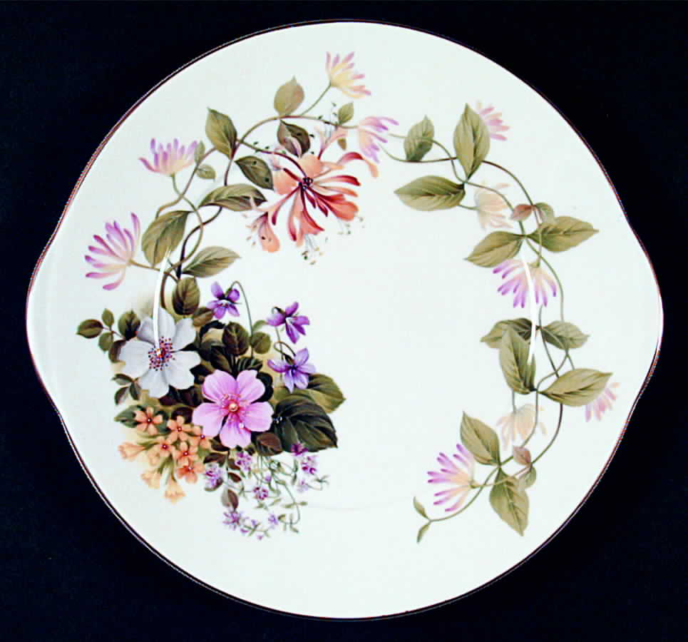Country Flowers Handled Cake Plate by Royal Grafton-1