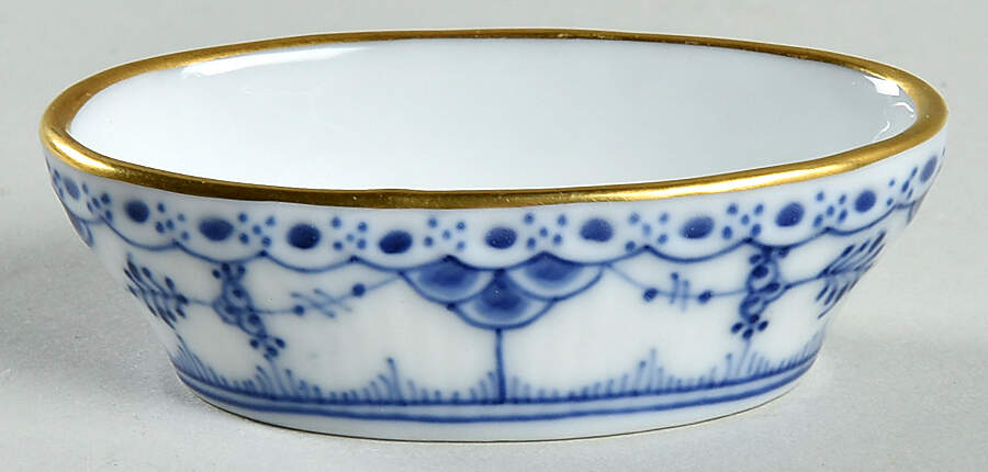 Blue Fluted Full Lace (Gold Trim) Salt Dip by Royal Copenhagen-1
