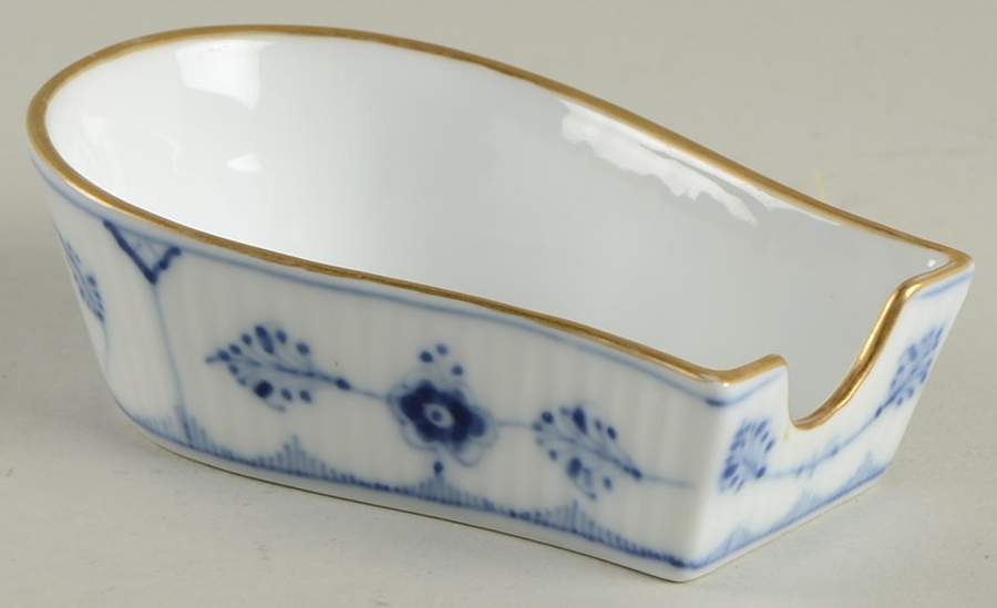 Blue Fluted Full Lace (Gold Trim) Cigar Pipe Rest by Royal Copenhagen-1