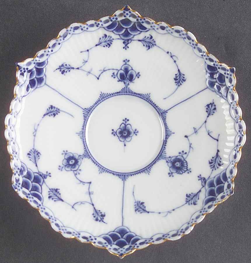 Blue Fluted Full Lace (Gold Trim) Saucer by Royal Copenhagen-1