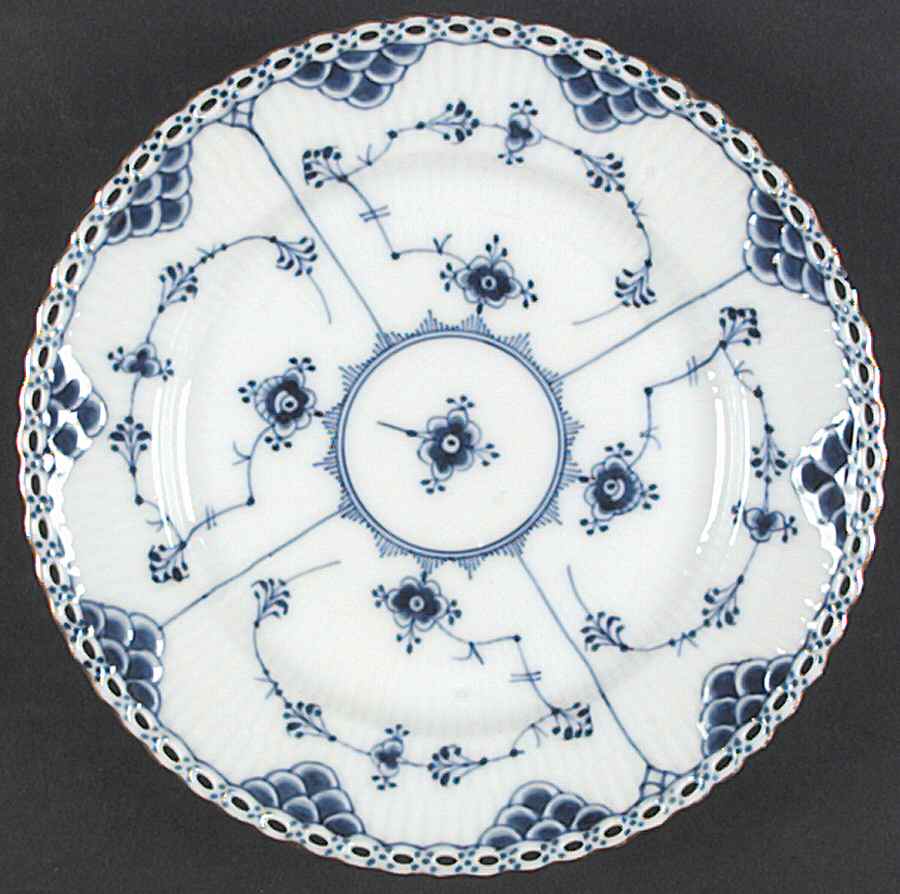 Blue Fluted Full Lace (Gold Trim) Salad Plate by Royal Copenhagen-1