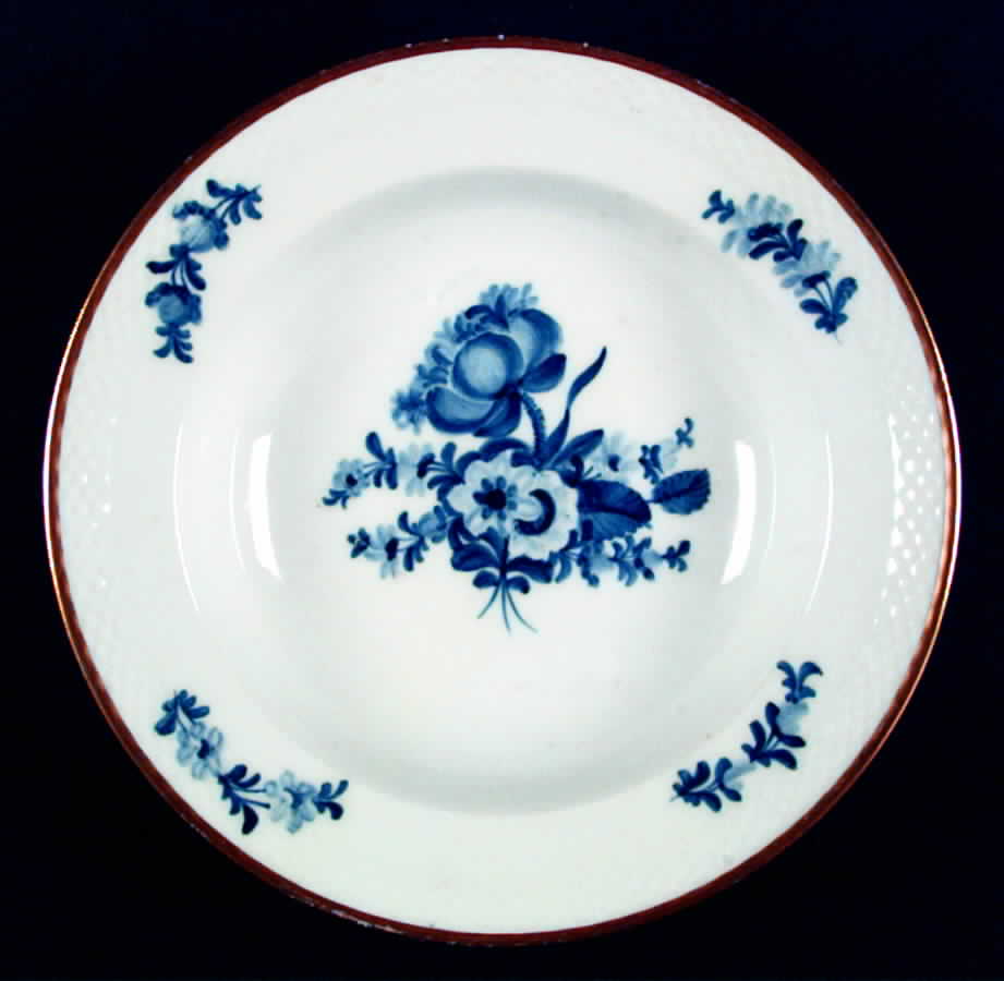 Blue Flower (Smooth, Gold Trim) Large Rim Soup Bowl by Royal Copenhagen-1