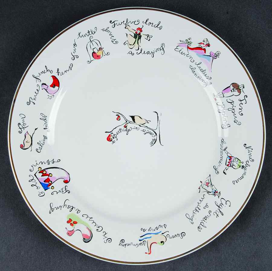 Twelve Days of Christmas (Gold Trim) Accent Salad Plate by Rosanna-1