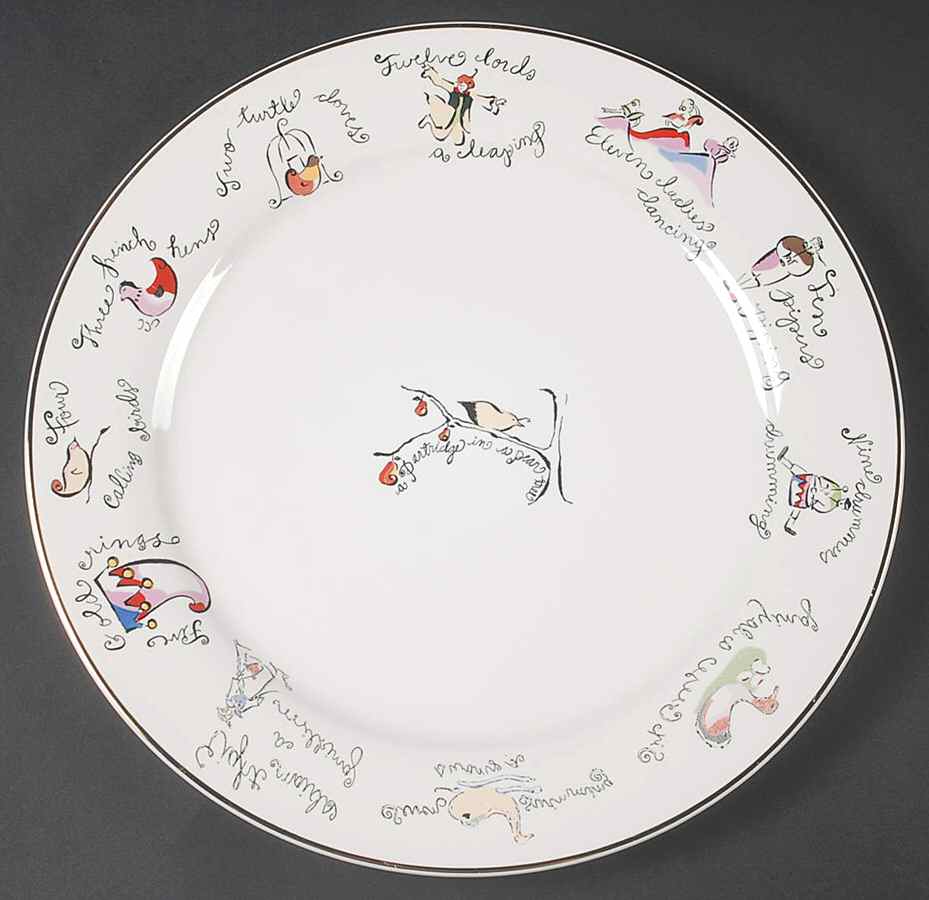 Twelve Days of Christmas (Gold Trim) Service Plate (Charger) by Rosanna-1