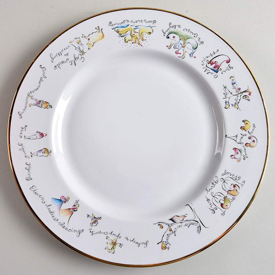 Twelve Days of Christmas (Gold Trim) Dinner Plate by Rosanna-1