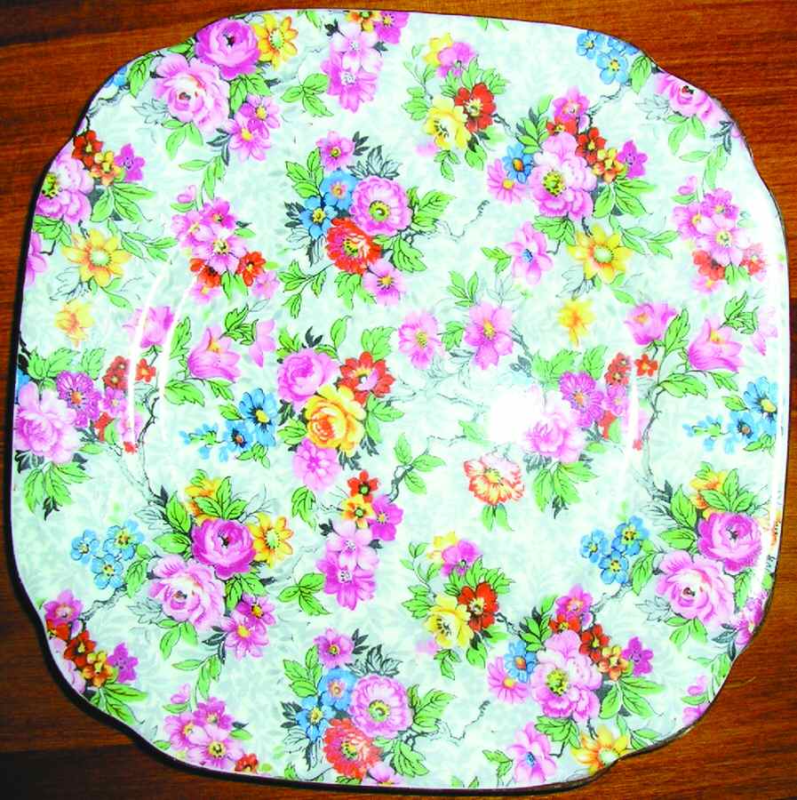 Rose Chintz (Crown China Backstamp) Square Salad Plate by Royal Albert-1