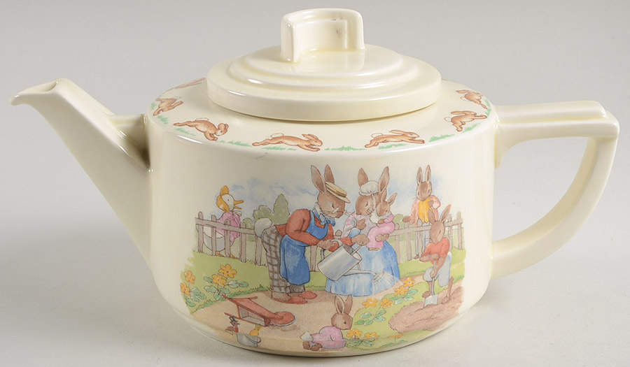 Bunnykins (Casino Shape) Mini Teapot & Lid by Royal Doulton-1