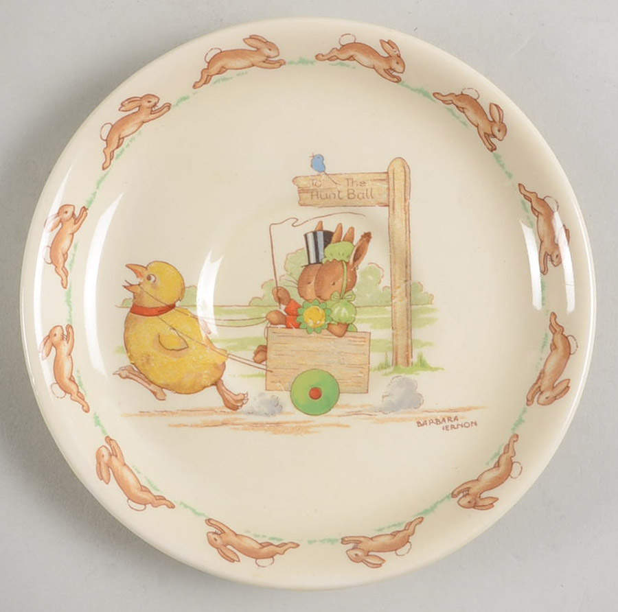 Bunnykins (Casino Shape) Casino Shape Saucer for Flat Cup by Royal Doulton-1