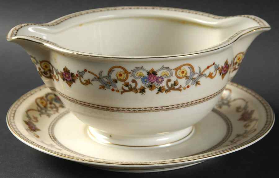 Wheeling (Occupied Japan) Gravy Boat with Attached Underplate by Royal Embassy-1