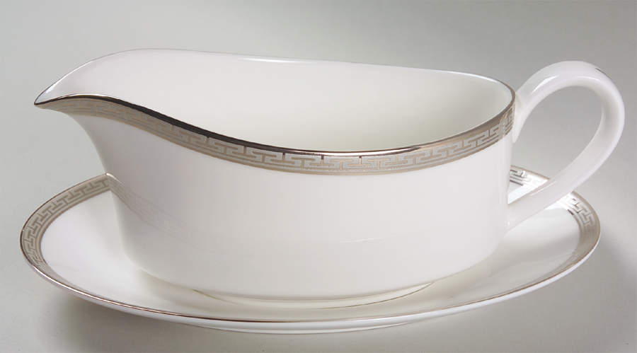 Corinth Platinum Gravy Boat & Underplate by Royal Worcester-1