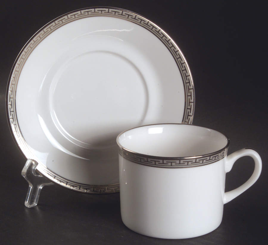 Corinth Platinum Flat Cup & Saucer Set by Royal Worcester-1
