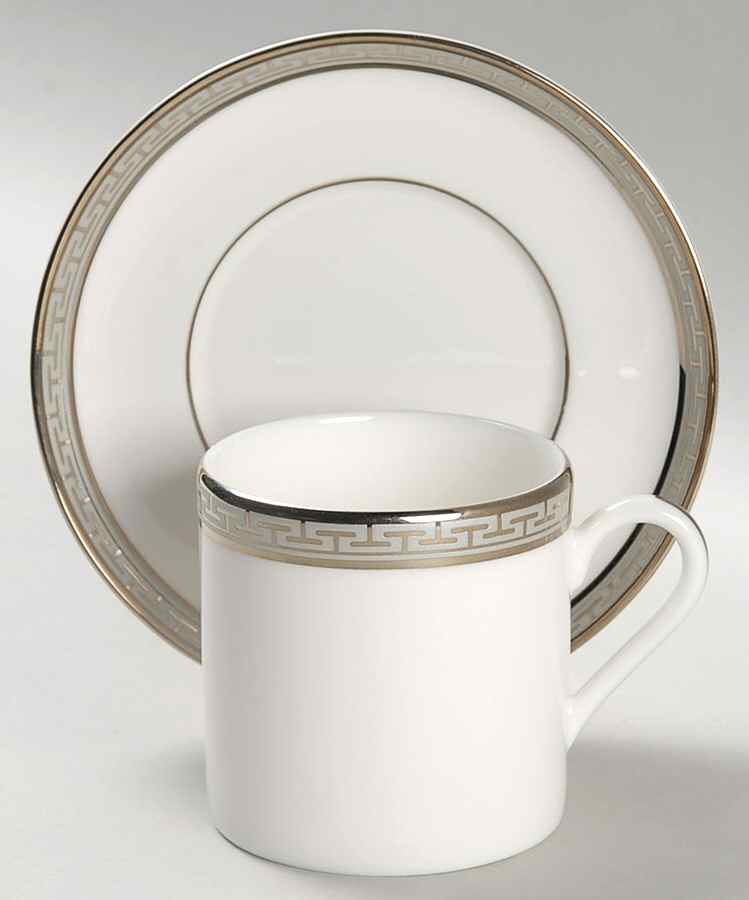 Corinth Platinum Flat Demitasse Cup & Saucer Set by Royal Worcester-1