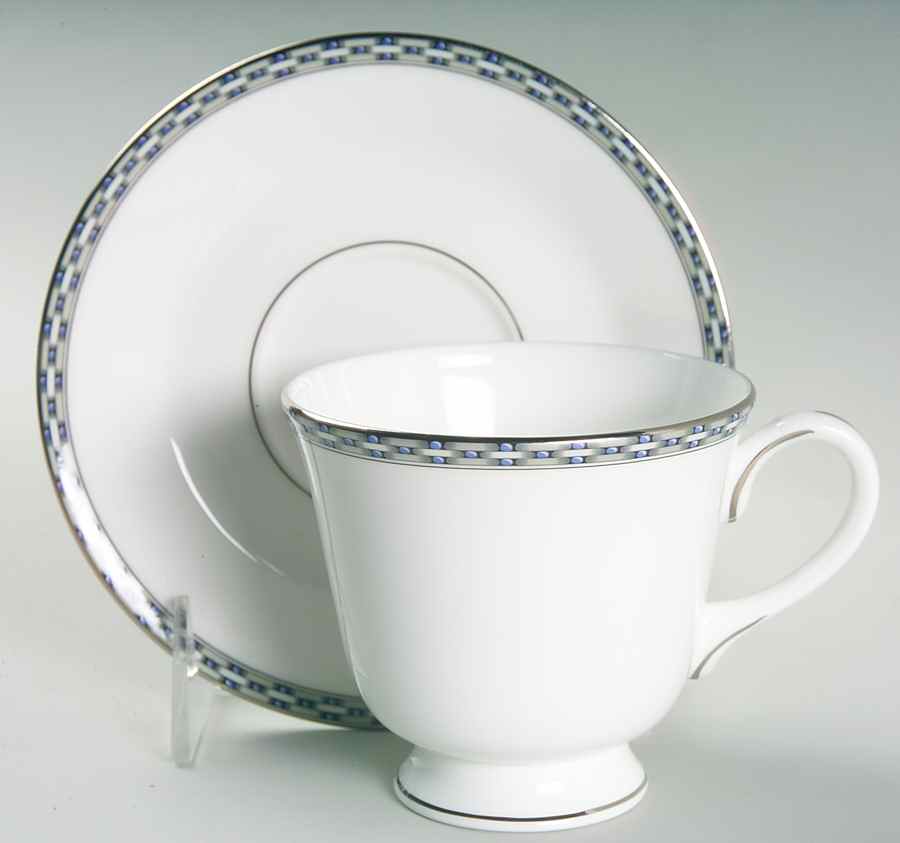 Francesca Platinum Footed Cup & Saucer Set by Royal Worcester-1