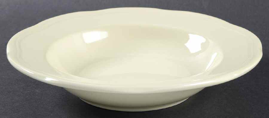 Baroque Cream Large Rim Soup Bowl by Retroneu-1