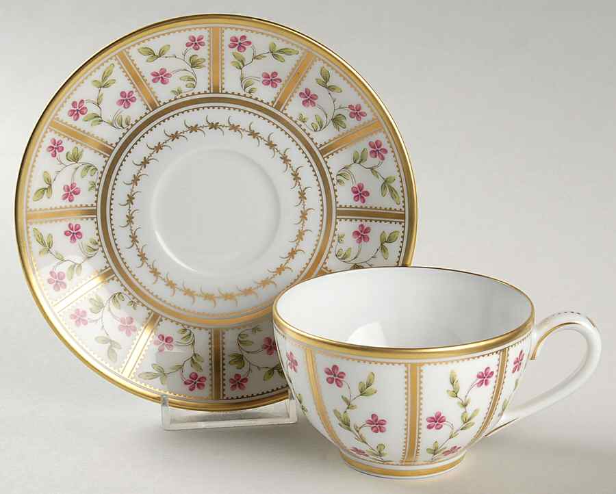 Roseraie Flat Cup & Saucer Set by Royale (France)-1