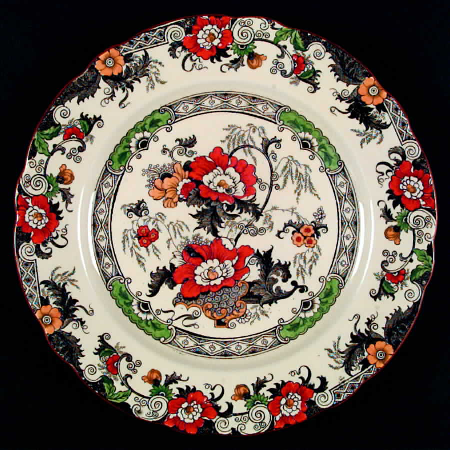Bentick Black Multicolor Luncheon Plate by Royal Cauldon-1