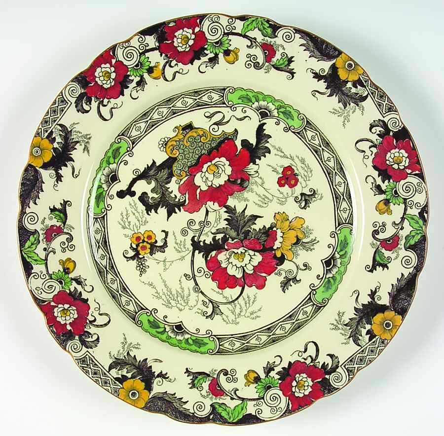 Bentick Black Multicolor Dinner Plate by Royal Cauldon-1