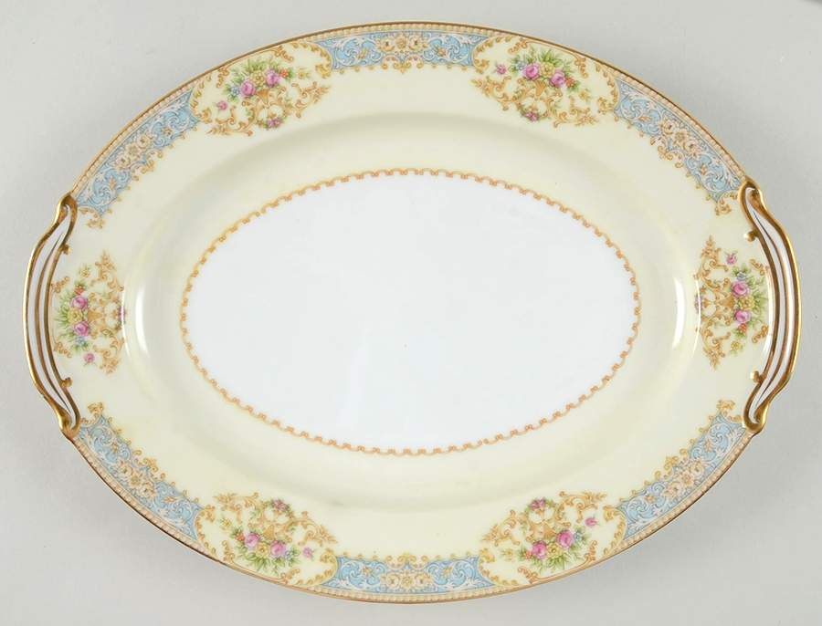 RO72 12" Oval Serving Platter by Rose (Japan)-1