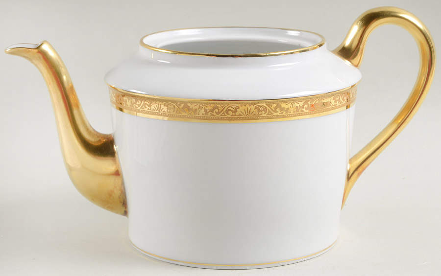 Ambassador Gold (White) Teapot No Lid by Raynaud-1