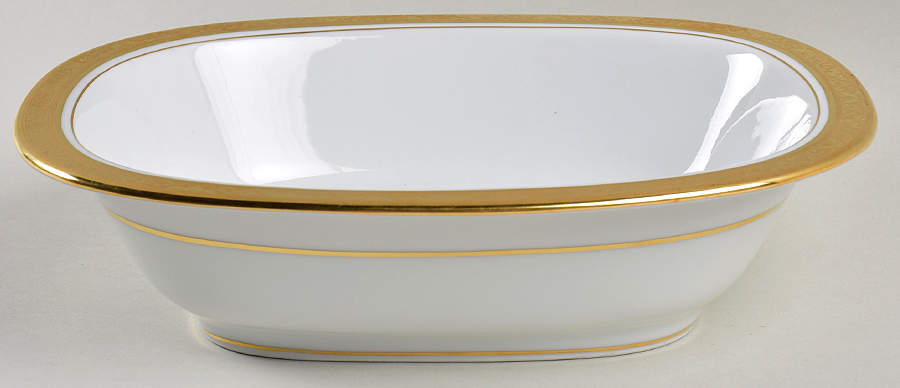 Ambassador Gold (White) 9" Oval Vegetable Bowl by Raynaud-1