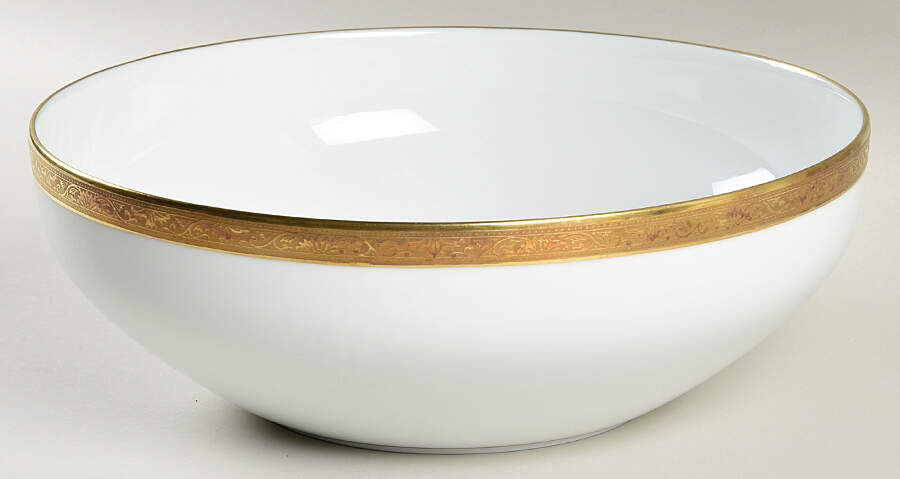 Ambassador Gold (White) 10" Large Salad Serving Bowl by Raynaud-1