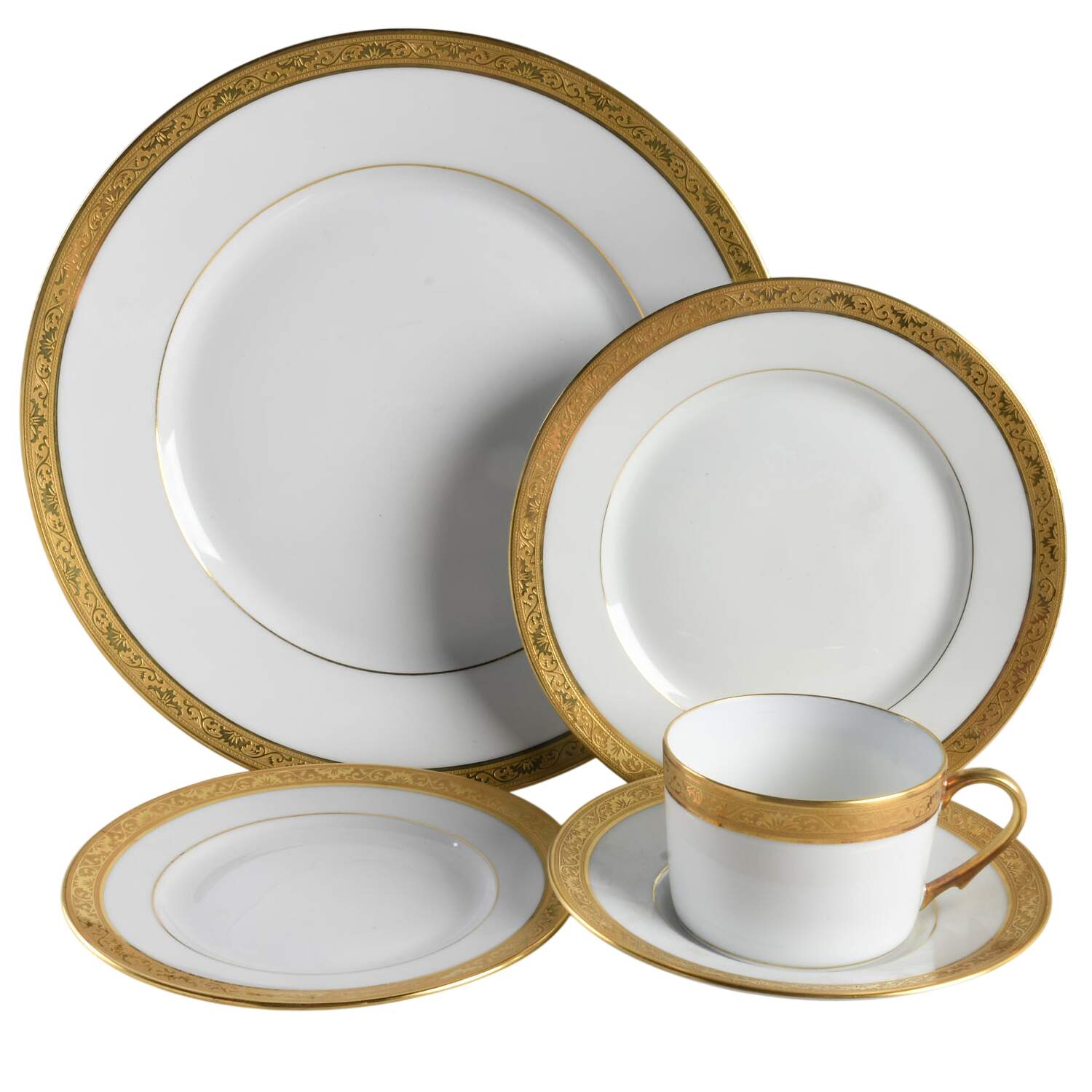 Ambassador Gold (White) 5 Piece Place Setting by Raynaud-1