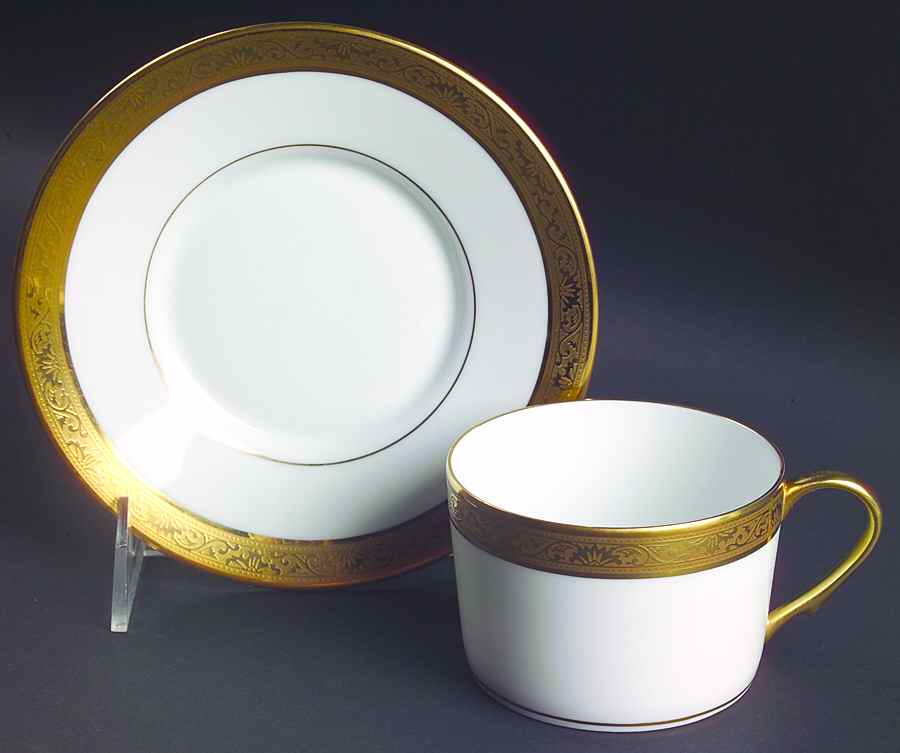 Ambassador Gold (White) Flat Cup & Saucer Set by Raynaud-1