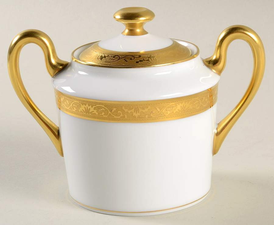 Ambassador Gold (White) Sugar Bowl & Lid by Raynaud-1